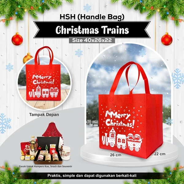 Tas Hampers Natal Tas Spunbond Christmas Ukuran 40x26x22 cm