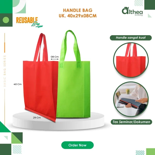 Tas Spunbond Handle Press Ukuran T40 X P29 X L8